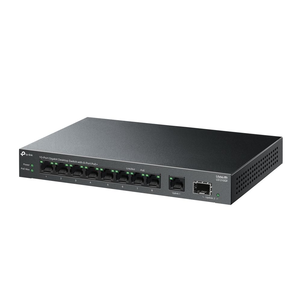 TP-Link LS1210GP 10-Port Gigabit Desktop Switch with 8-Port PoE+