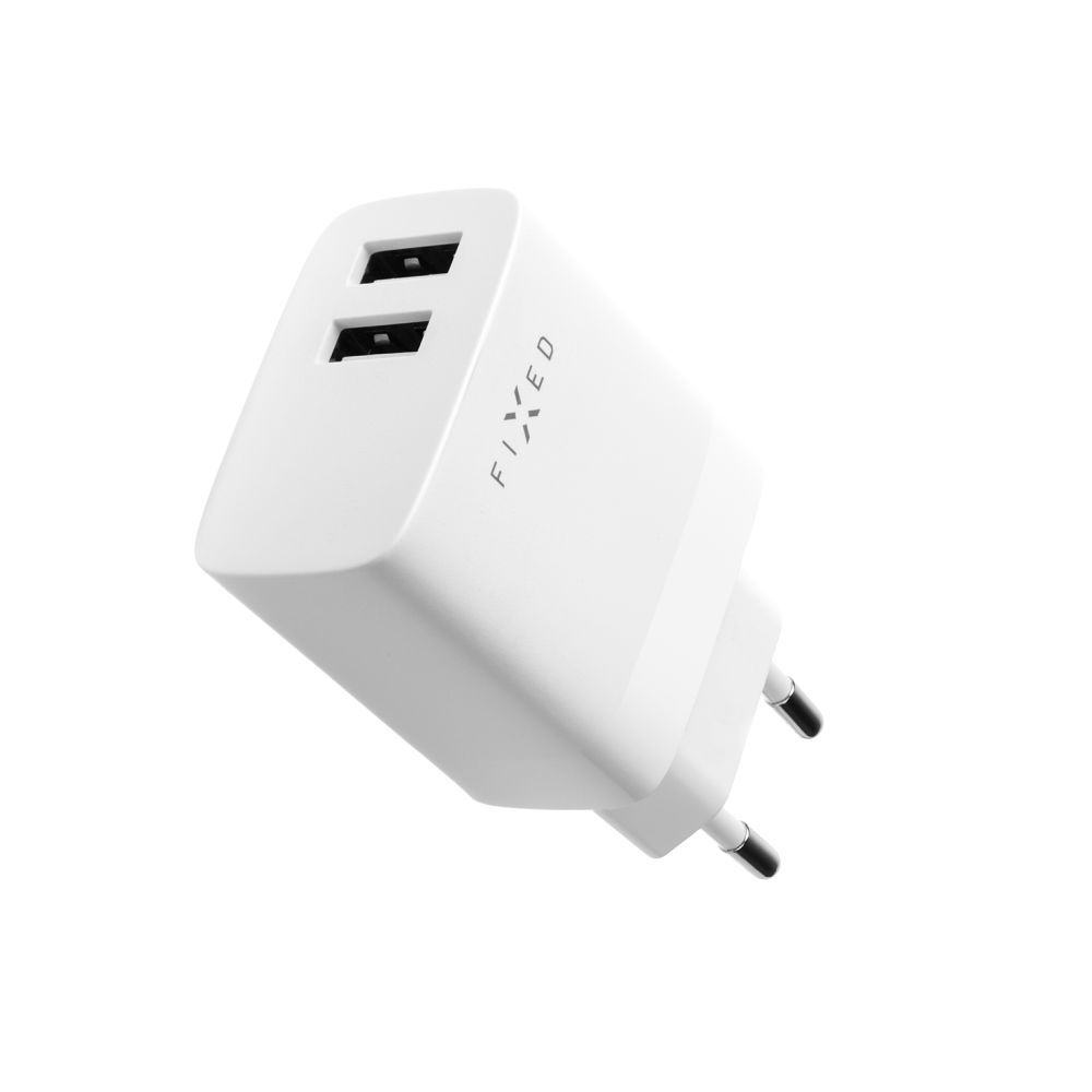 FIXED Dual USB Travel Charger 17W + USB/USB-C Cable White