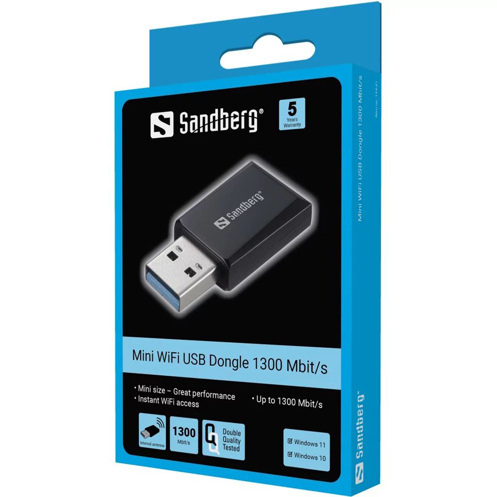 Sandberg Mini Wifi Dongle 1300 Mbit/s Black