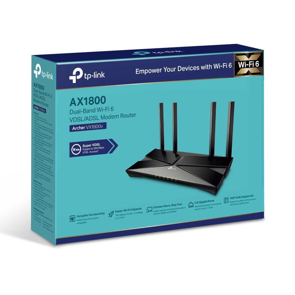 TP-Link Archer VX1800v AX1800 Dual-Band Wi-Fi 6 VDSL/ADSL Modem Router