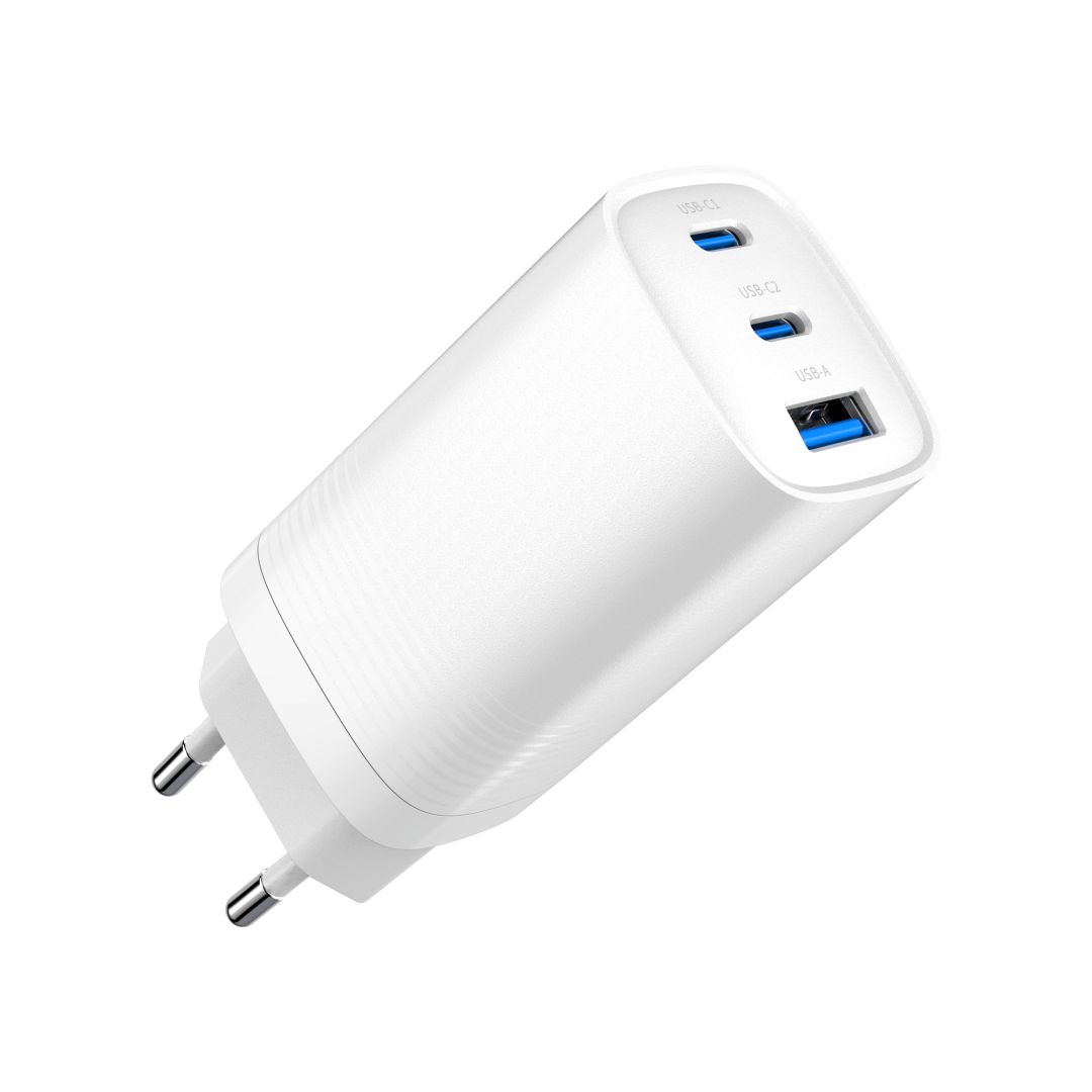 Gembird 3-port 65W GaN USB PowerDelivery fast charger White