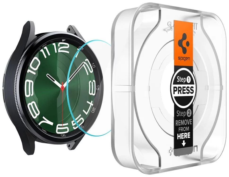 Spigen Glass tR EZ Fit 2 Pack for Samsung Galaxy Watch6 Classic 47mm