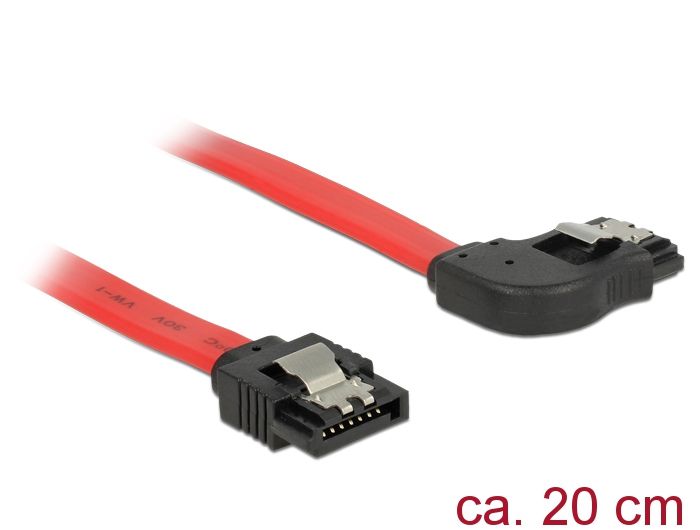 DeLock SATA 6 Gb/s Cable straight to right angled 20cm Red