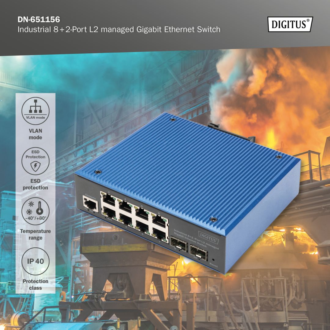 Digitus  Industrial 8+2 -Port L2 managed Gigabit Ethernet Switch