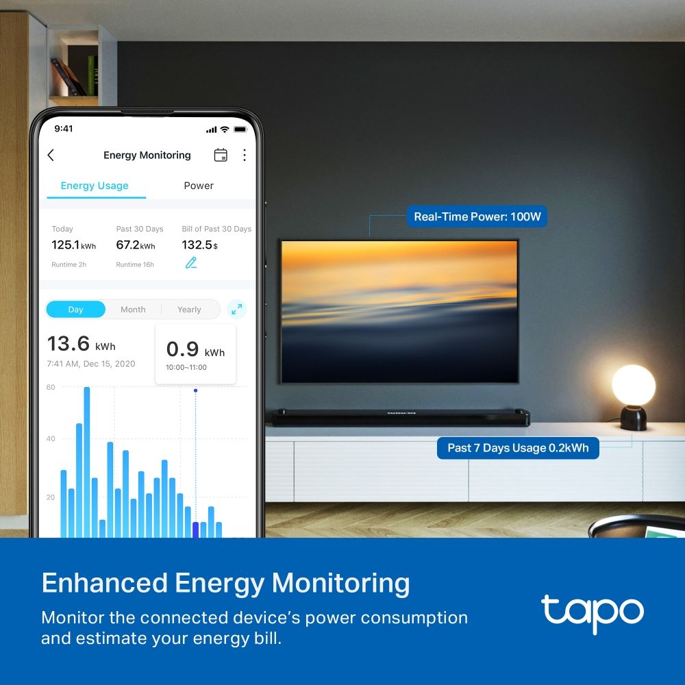 TP-Link Tapo P110M Mini Smart Wi-Fi Plug Energy Monitoring (1-pack)