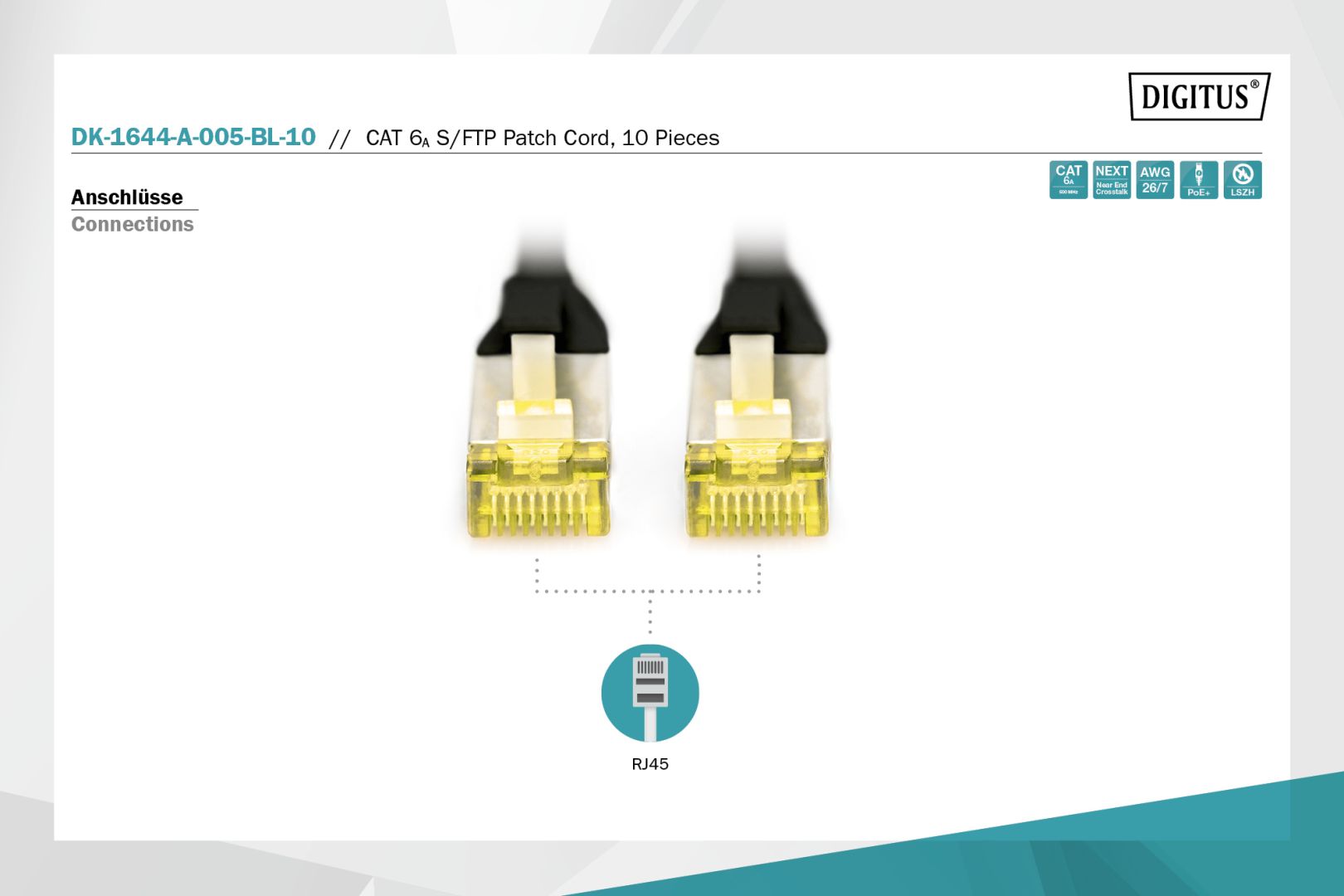 Digitus CAT6A S-FTP Patch Cable 0,5m Black (10db)