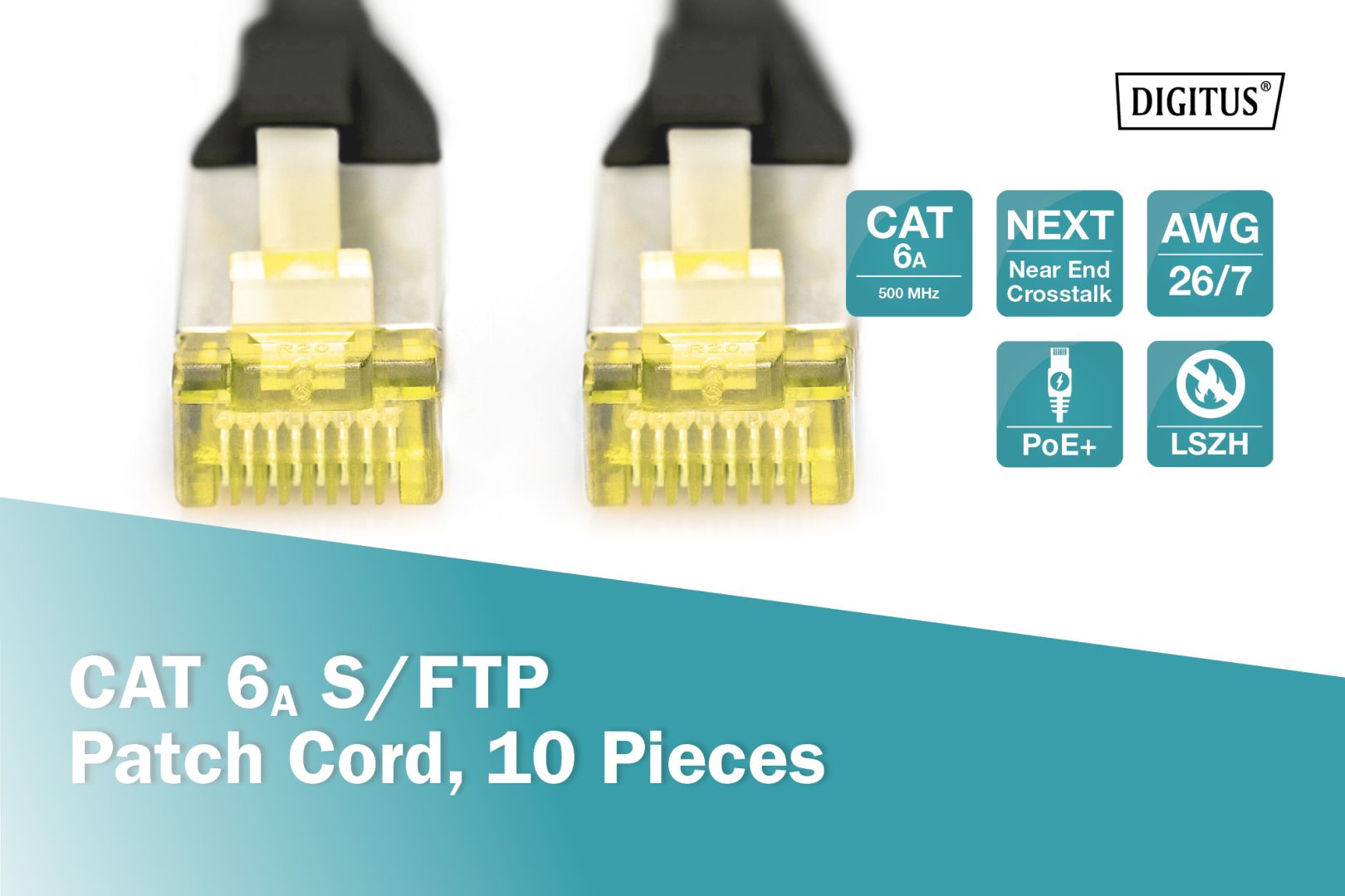 Digitus CAT6A S-FTP Patch Cable 0,5m Black (10db)