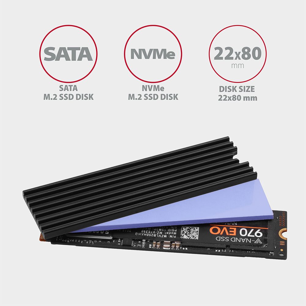 AXAGON CLR-M2XT heatsink for M.2 SSD