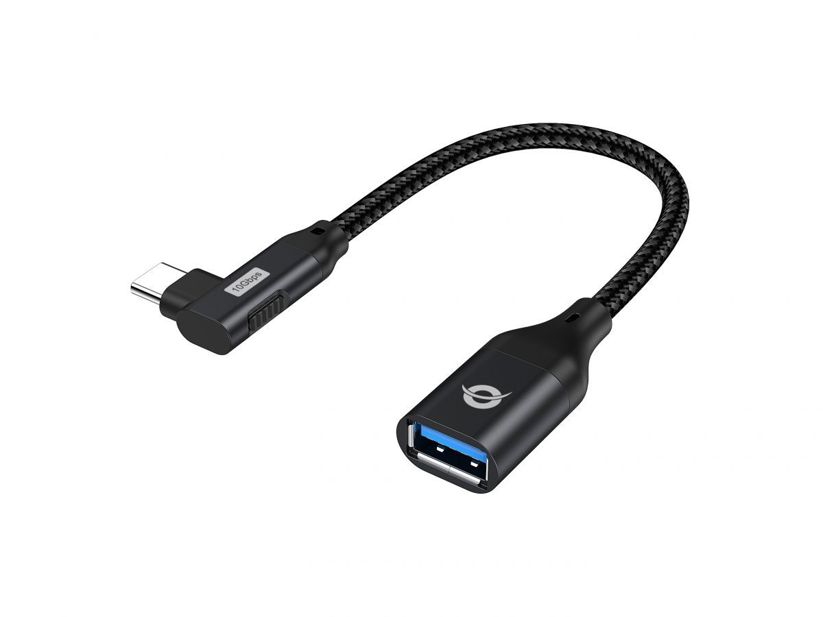 Conceptronic  ABBY19B USB-C 90° angled to USB-A OTG Adapter Black