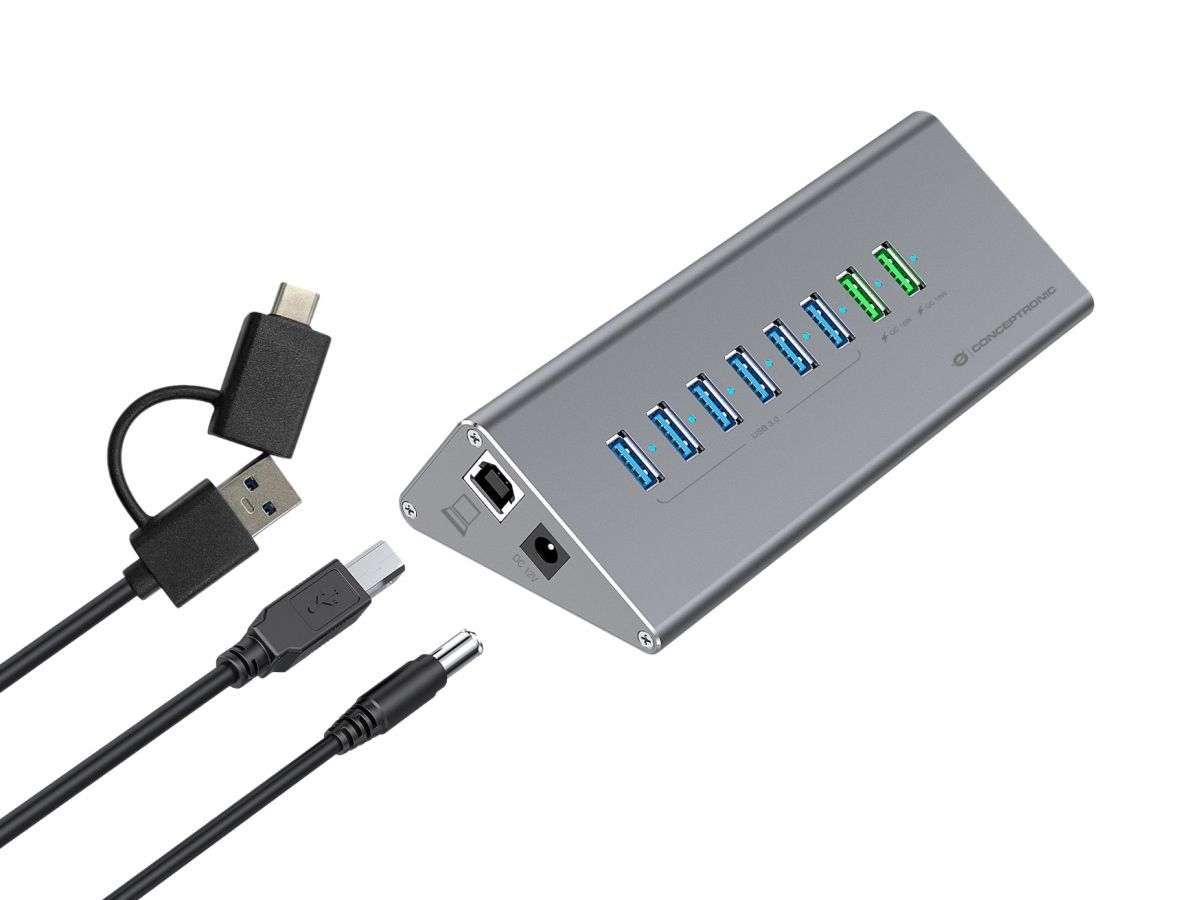 Conceptronic  HUBBIES17G 10-Port USB3.2 Gen 2 Hub Grey