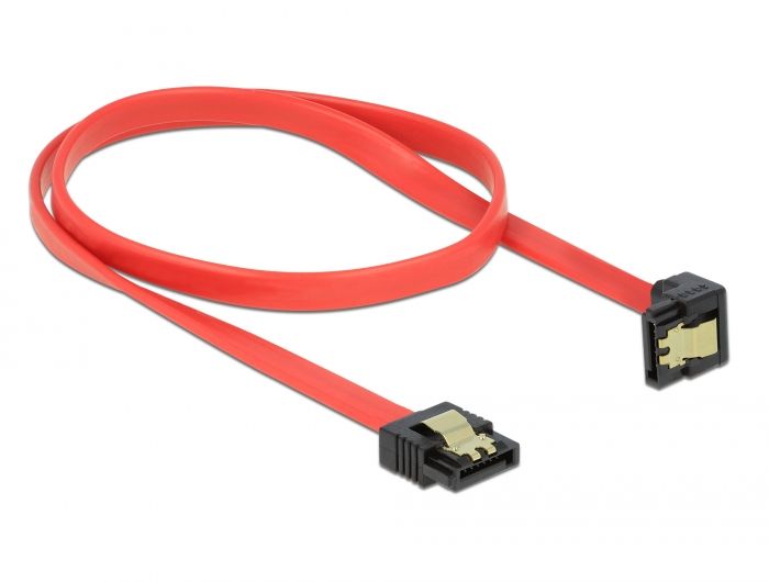 DeLock SATA 6 Gb/s Cable straight to downwards angled 50cm Red