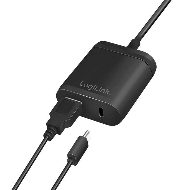 Logilink Dual USB charger with 1,5m fixed cable 12W Black