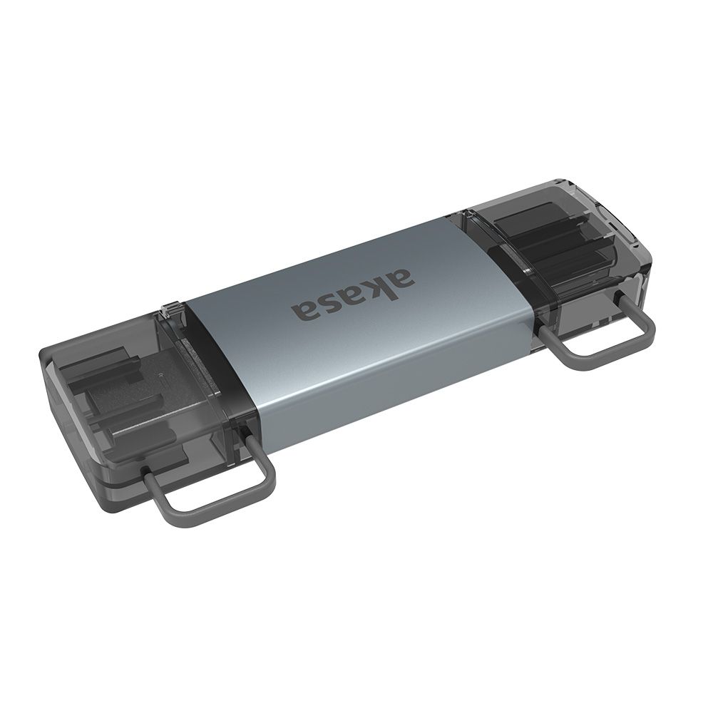 Akasa 2-In-1 USB 3.2 OTG Dual Card Reader Grey