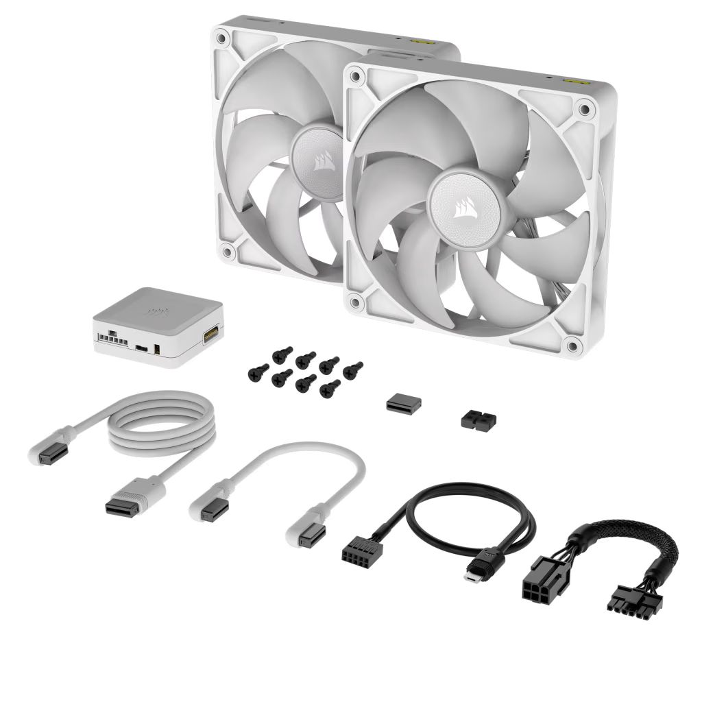 Corsair iCUE LINK RX140 RGB 140mm PWM Fan Twin Starter Kit White