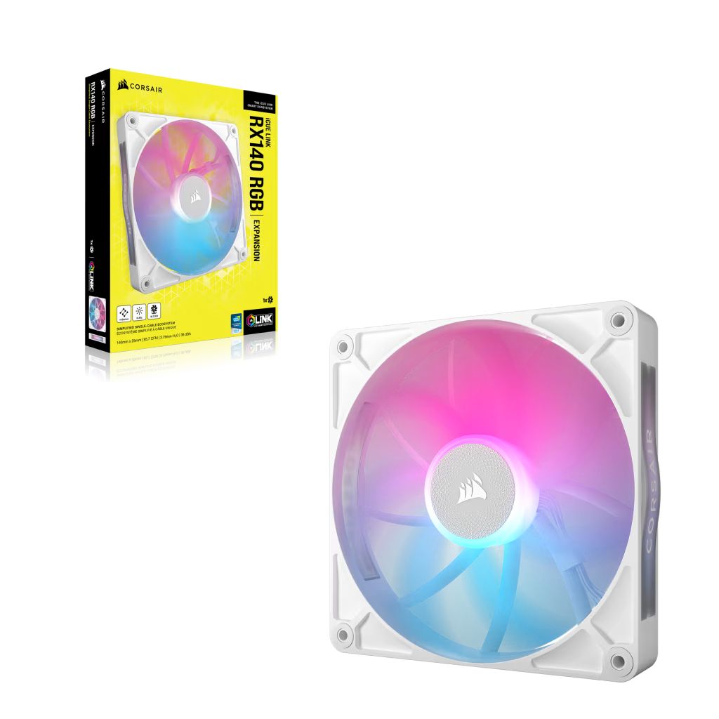 Corsair iCUE LINK RX140 RGB 140mm PWM Single Fan Expansion White