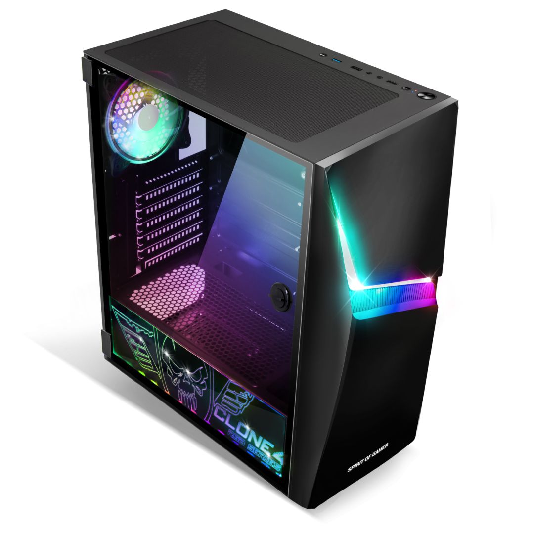 Spirit Of Gamer Clone 4 RGB Tempered Glass Black