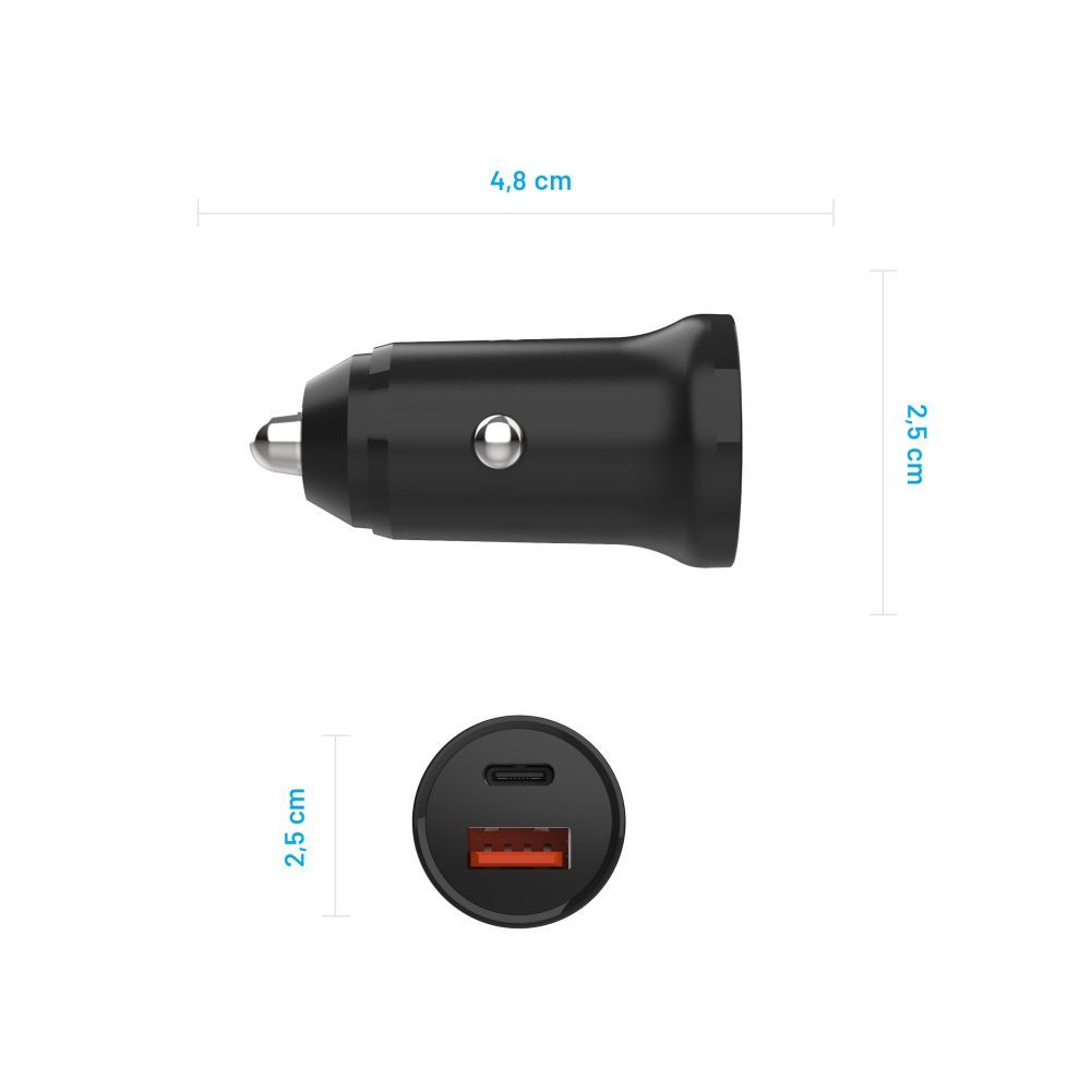 FIXED USB-C/USB Car Charger 20W Black