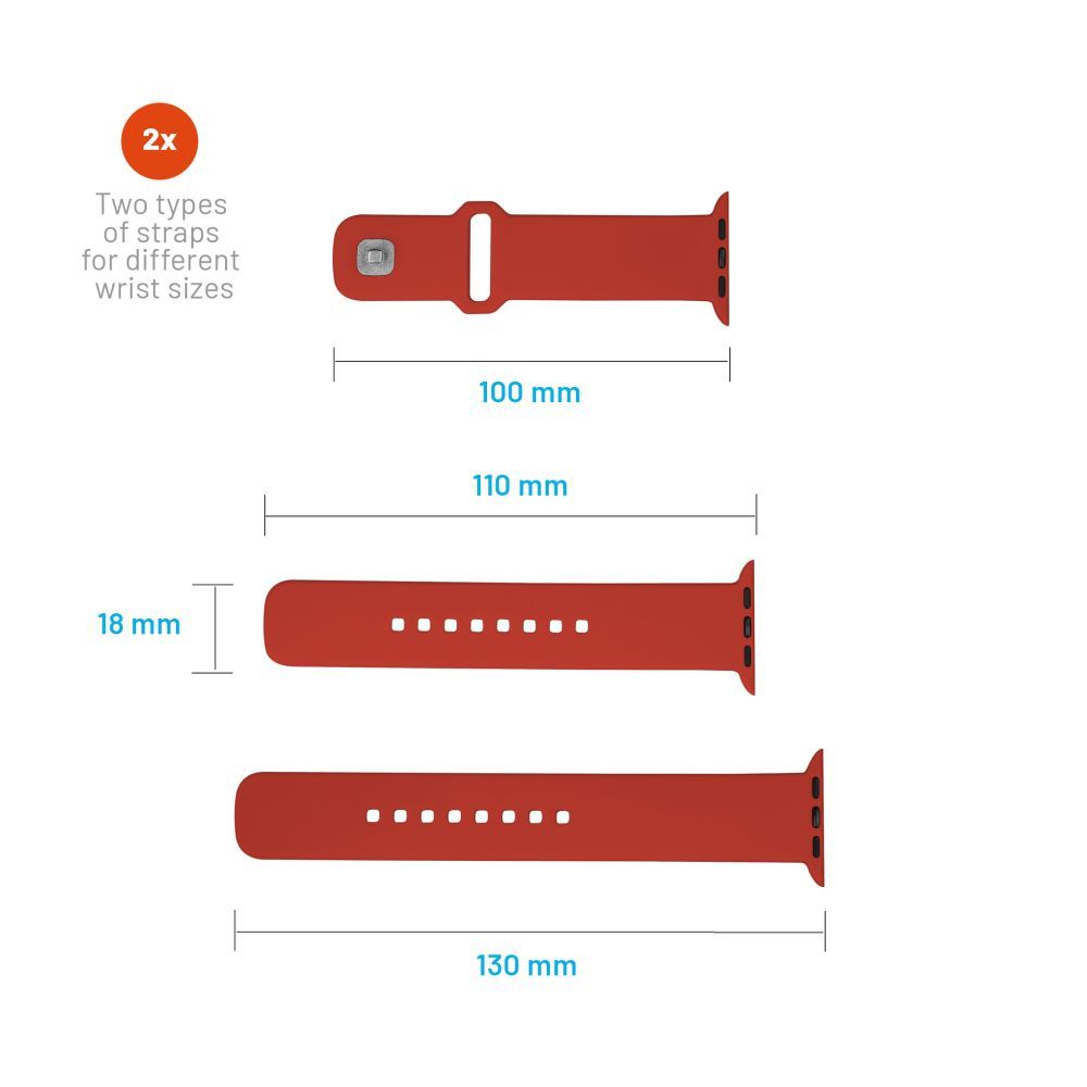 FIXED Silicone Sporty Strap Set for Apple Watch 38/40/41mm Red