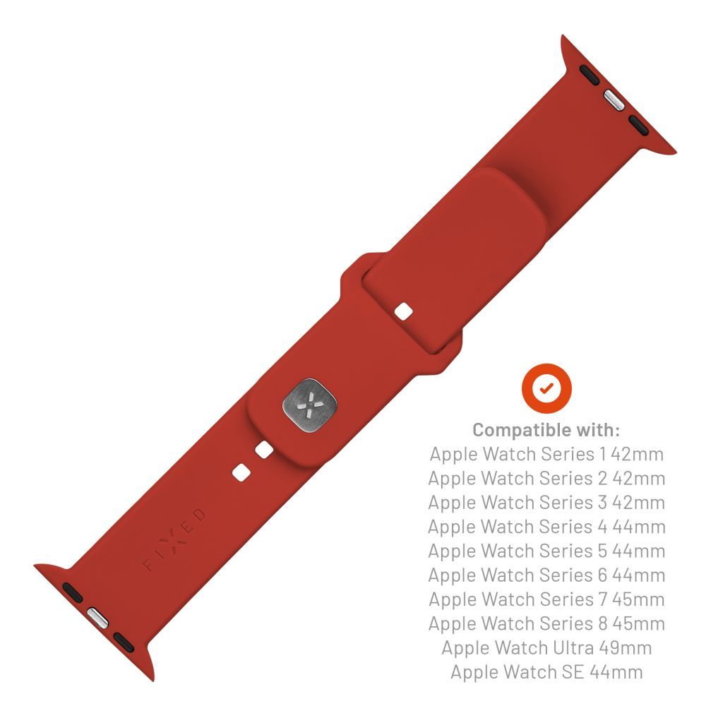 FIXED Silicone Sporty Strap Set for Apple Watch 42/44/45mm Red