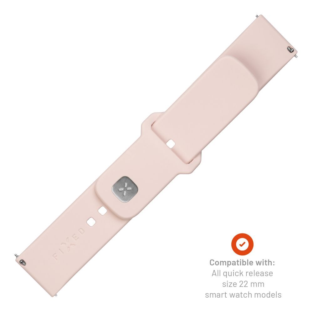 FIXED Silicone Sporty Strap Set with Quick Release 22mm for Smartwatch Pink