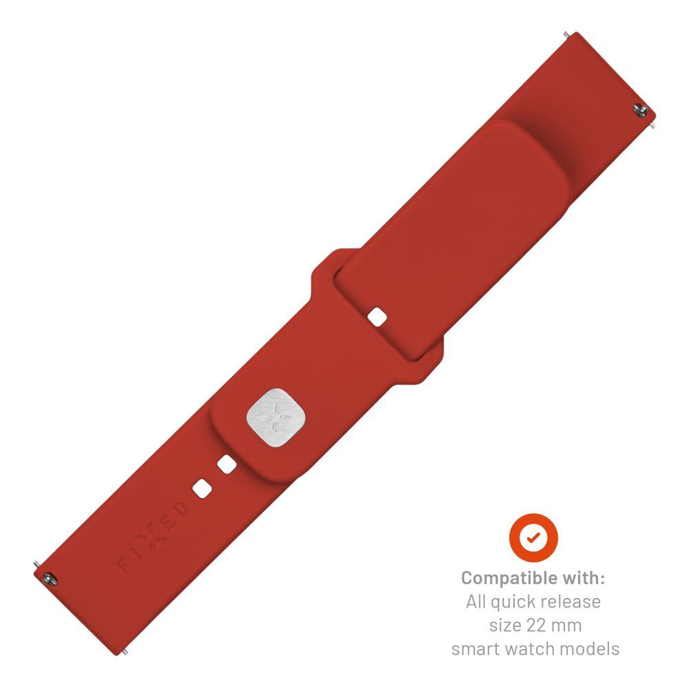 FIXED Silicone Sporty Strap Set with Quick Release 22mm for Smartwatch Red