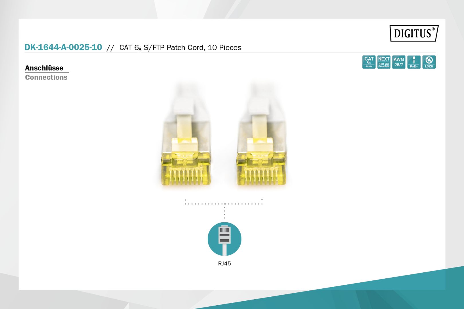 Digitus CAT6A S-FTP Patch Cable 0,25m Grey (10db)