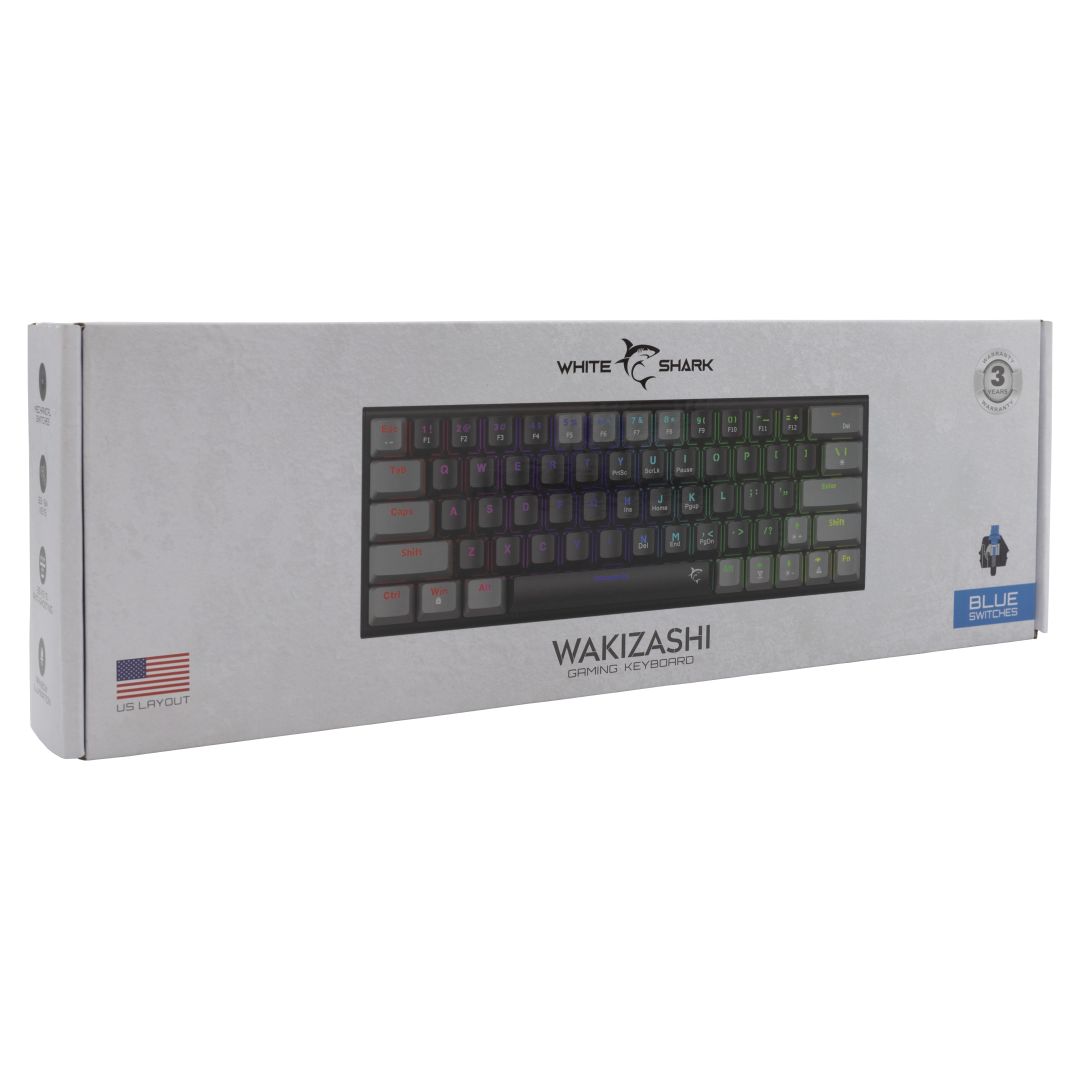 White Shark Wakizashi Blue Switches Gaming Keyboard Black/Grey US