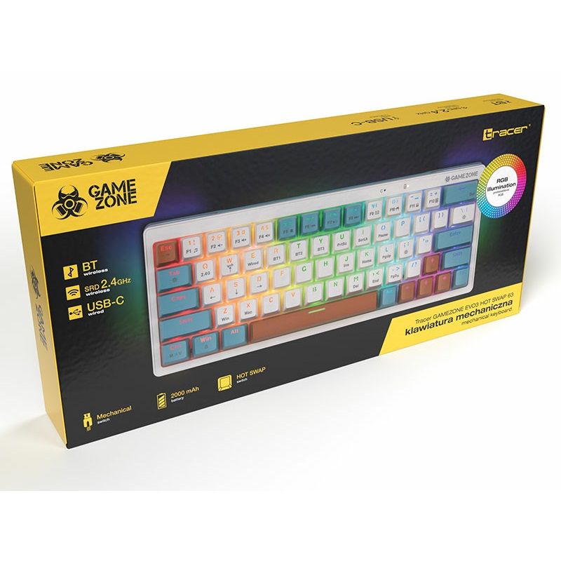 Tracer EVO3 Hot Swap 63 GameZone RGB Mechanical Keyboard White US