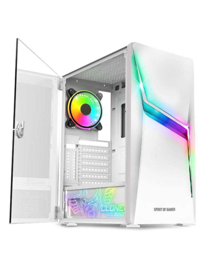 Spirit Of Gamer Clone 4 RGB Tempered Glass White