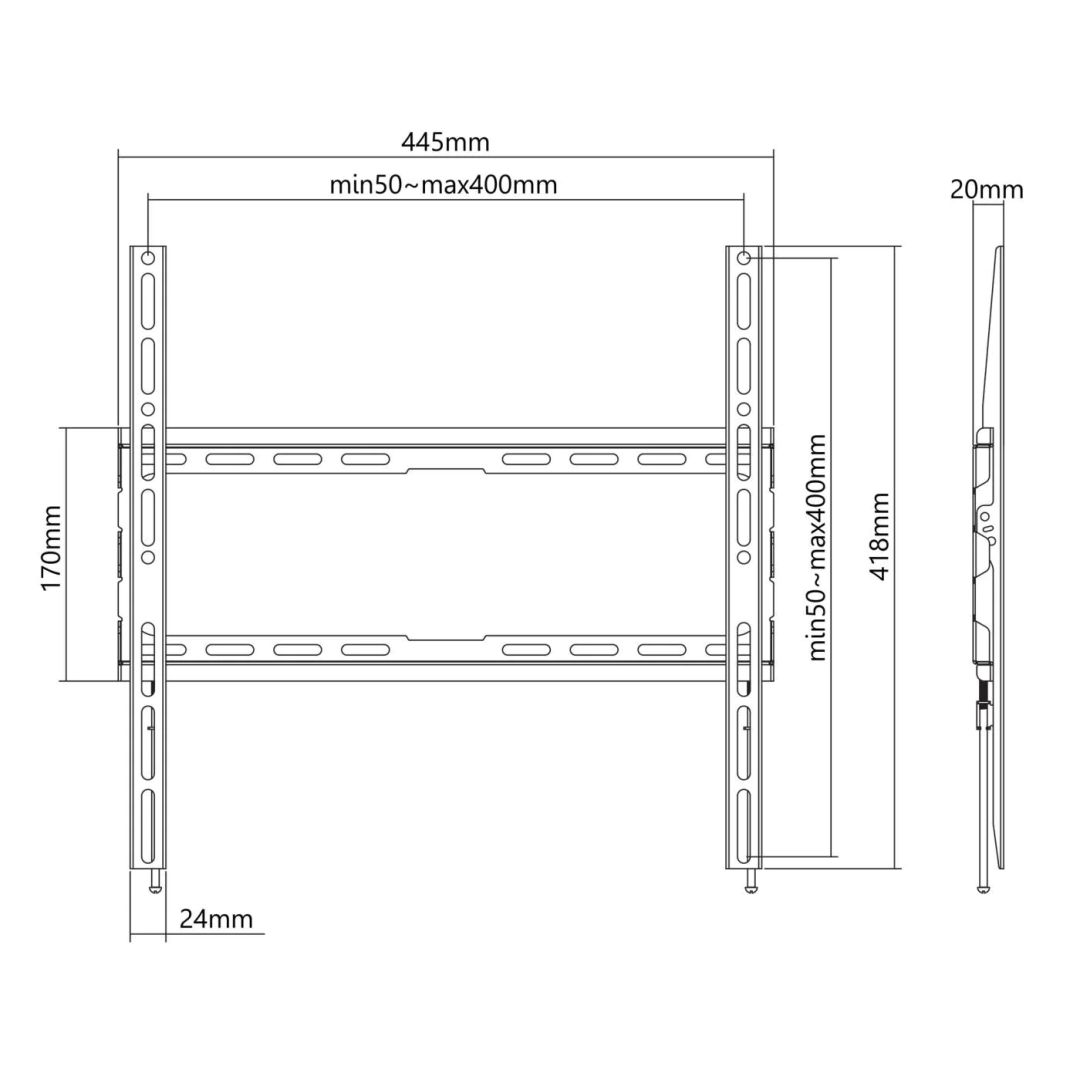 Manhattan Low-Profile Fixed TV Wall Mount 32"-70" Black