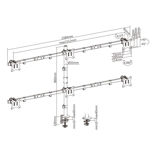 SBOX LCD-352/6-2 Desktop Mount