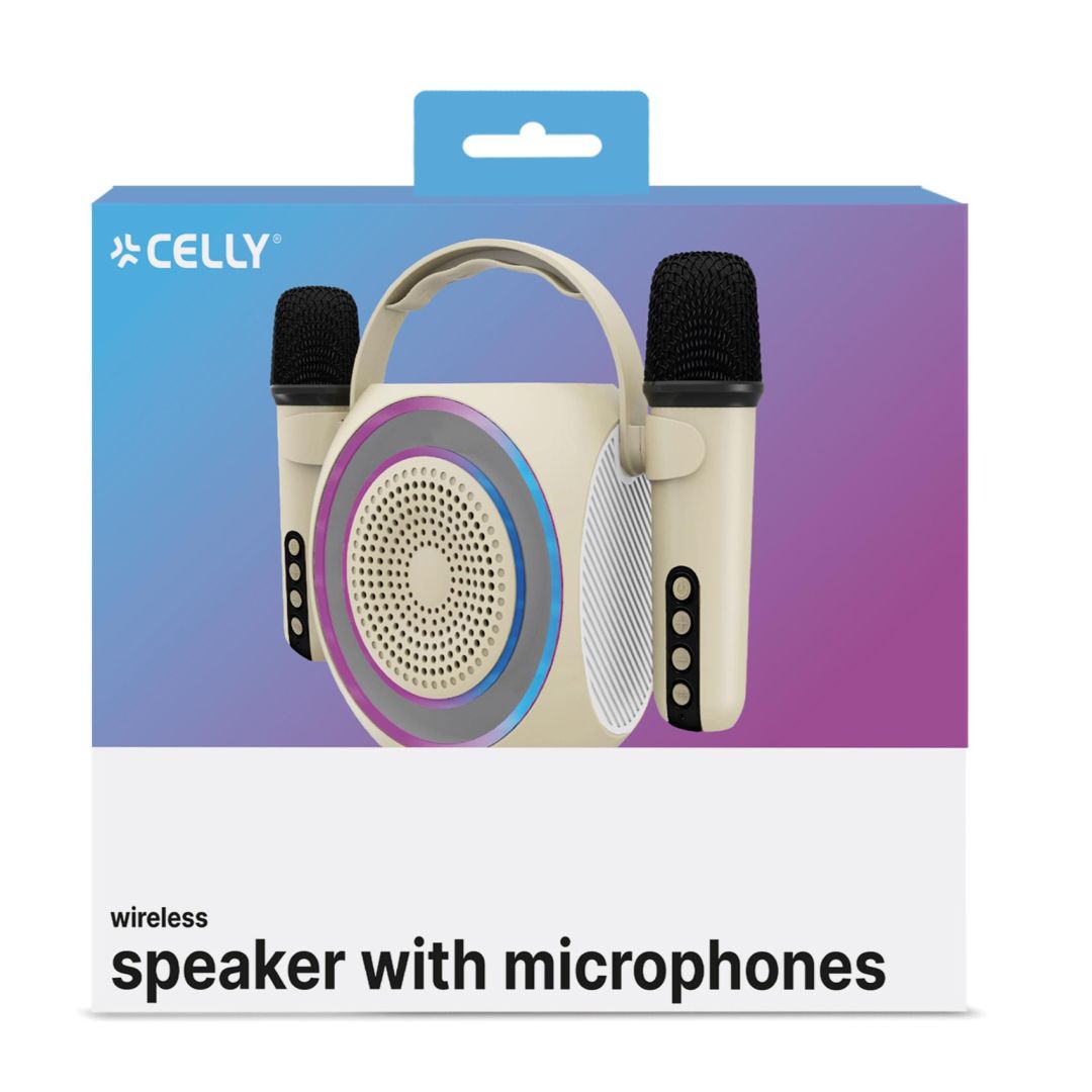 CELLY Partymic2 Wireless Speaker with 2 microphones White