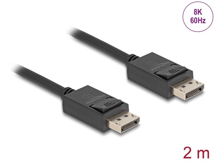 DeLock DisplayPort cable 8K 60 Hz 40 Gbps 2m Black