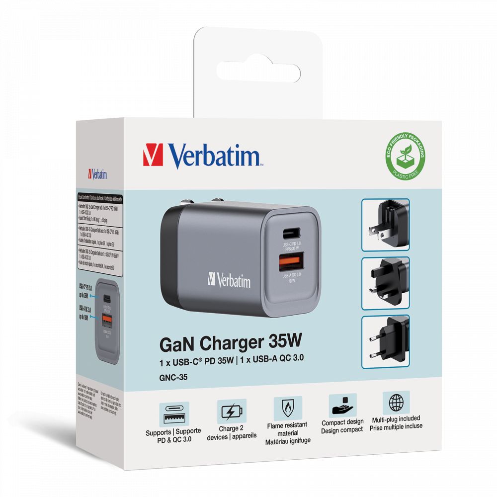 Verbatim 35W 2-Port GaN Wall Charger Black