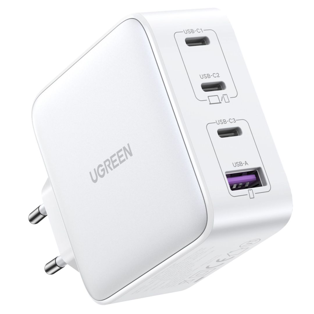 UGREEN USB-A+3xUSB-C 100W GaN Tech Fast Wall Charger EU White