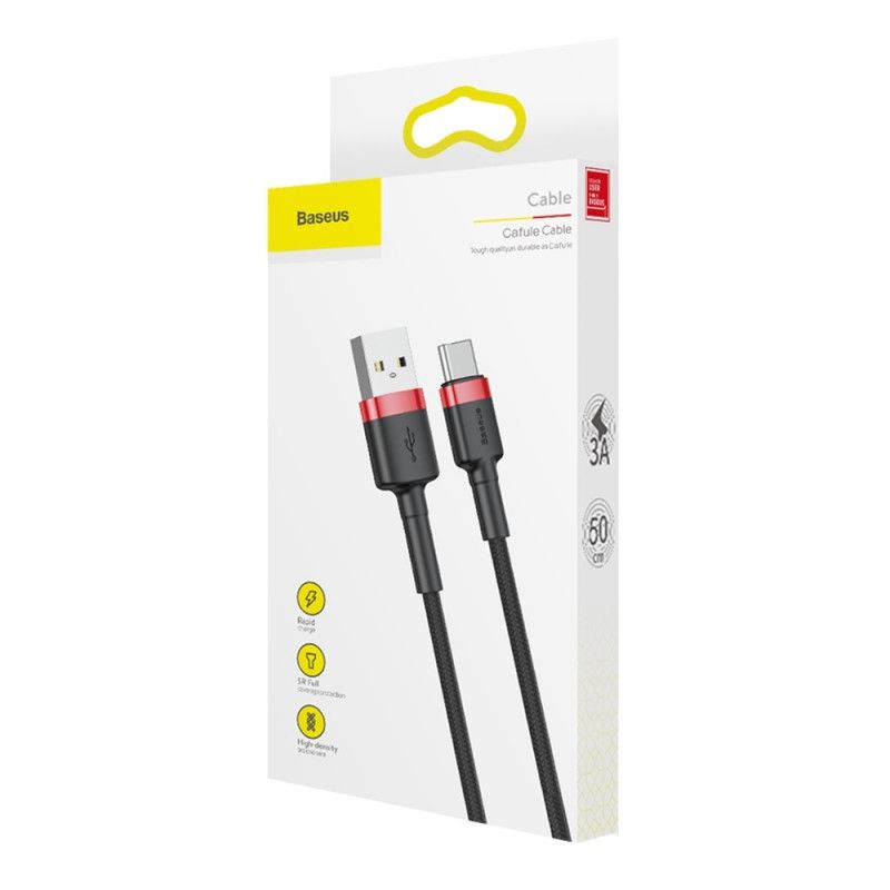 Baseus CATKLF-A91 Cafule 3A USB-USB-C kábel 0,5m Black