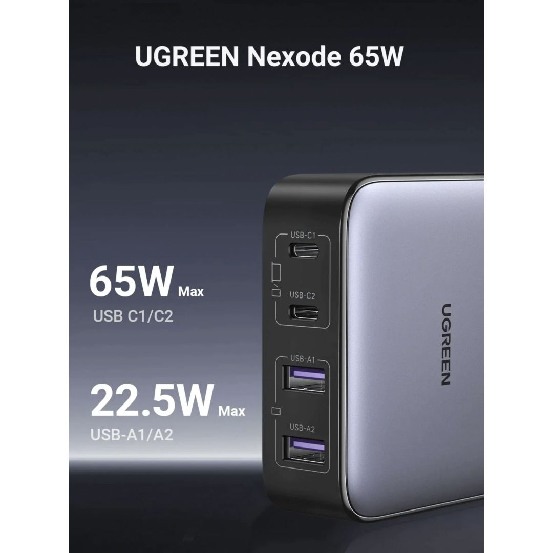 UGREEN Nexode 2*USB-A + 2*USB-C 65W Desktop Fast Charger Grey