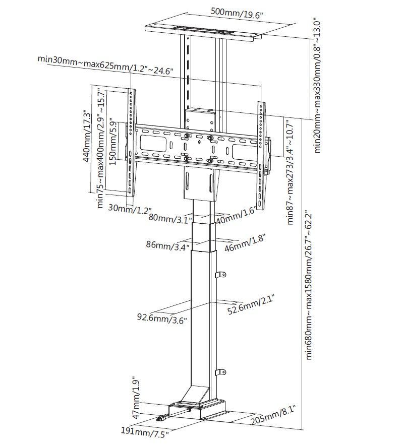 EQuip 650606 37"-65" Motorized Remote Control TV Stand