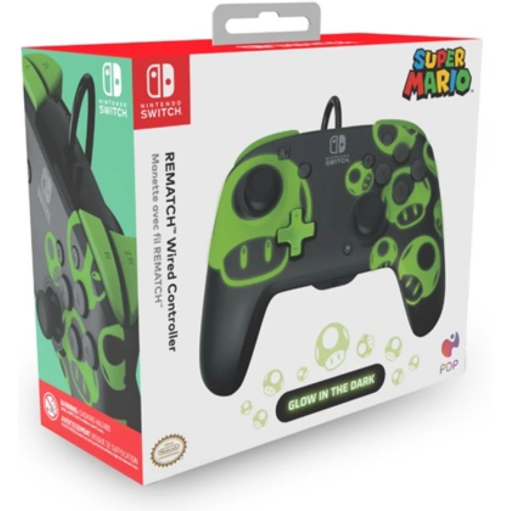 PDP 1-UP Glow in the Dark REMATCH Gamepad Black/Green