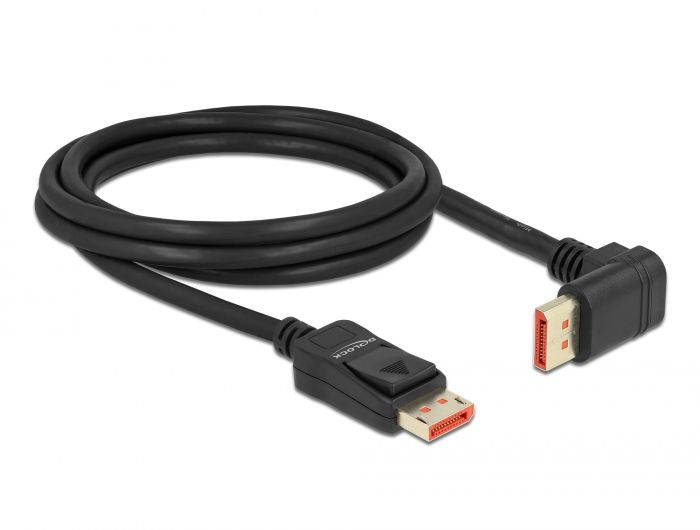 DeLock DisplayPort cable male straight to male 90° upwards angled 8K 60 Hz 2m