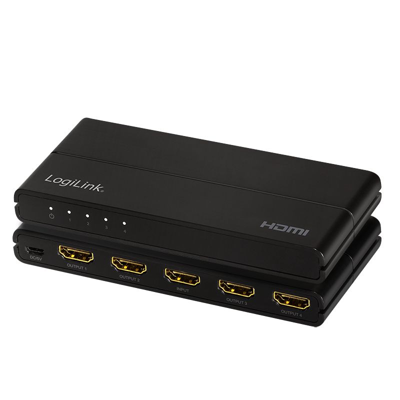 Logilink HDMI splitter 1x4-Port 4K/60Hz HDCP HDR CEC downscaler