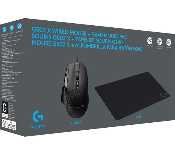 Logitech G502 X Gaming Mouse + G240 Mousepad Black