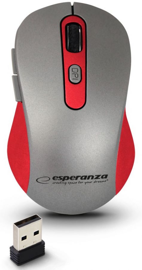 Esperanza Adara Wireless Optical Mouse Grey/Red