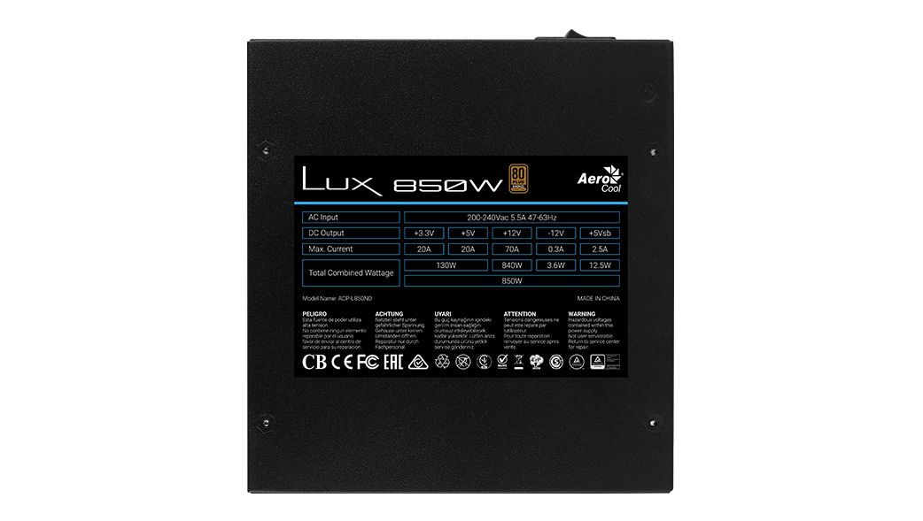 Aerocool 850W 80+ Bronze LUX