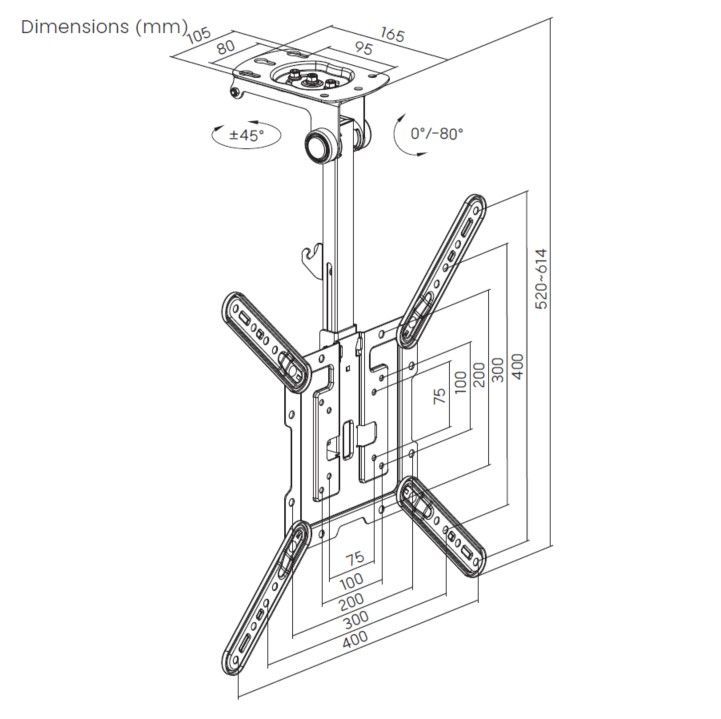 EQuip 23"-55" Ceiling Mount TV Bracket Black