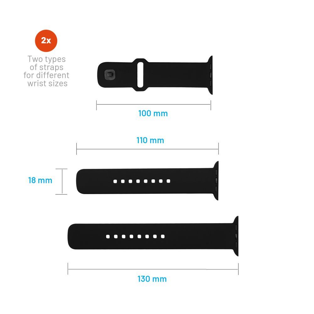 FIXED Silicone Sporty Strap Set for Apple Watch 38/40/41mm Black