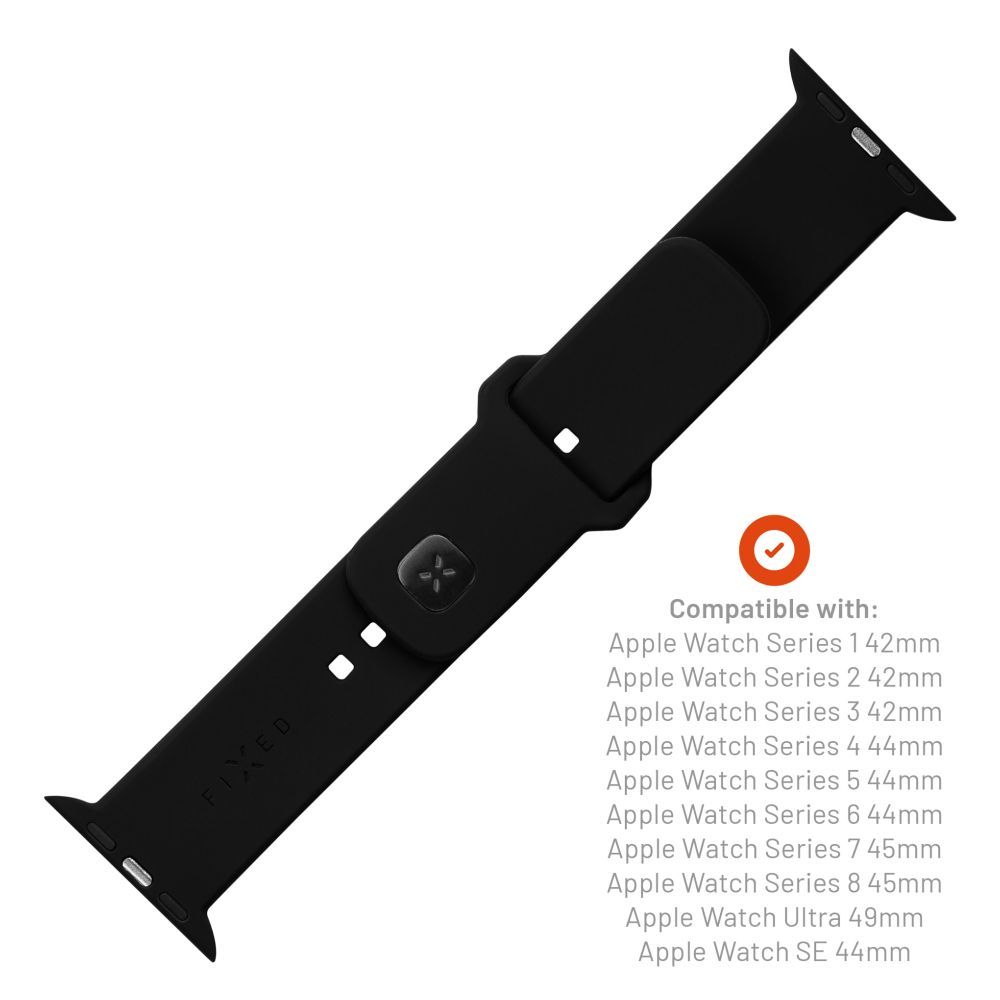 FIXED Silicone Sporty Strap Set for Apple Watch 42/44/45mm Black