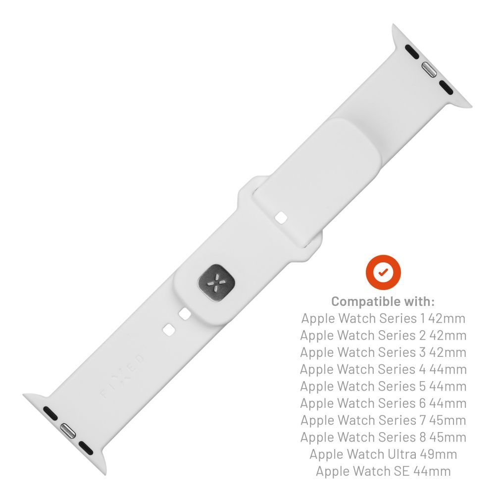 FIXED Silicone Sporty Strap Set for Apple Watch 42/44/45mm White