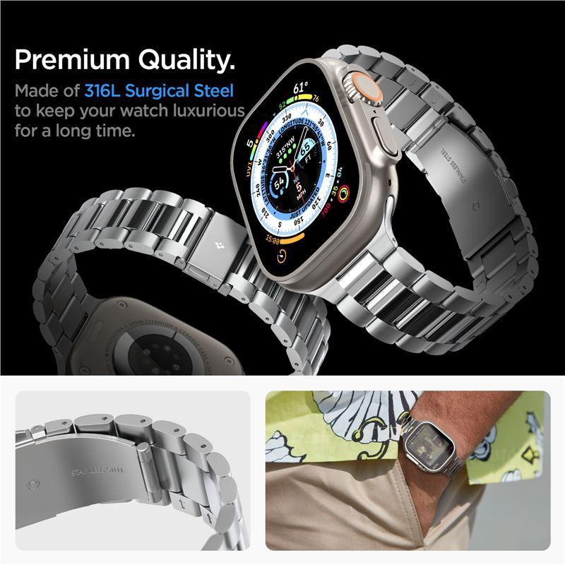 Spigen Modern Fit 316L Band Apple Watch 49mm/45mm/44mm/42mm Silver