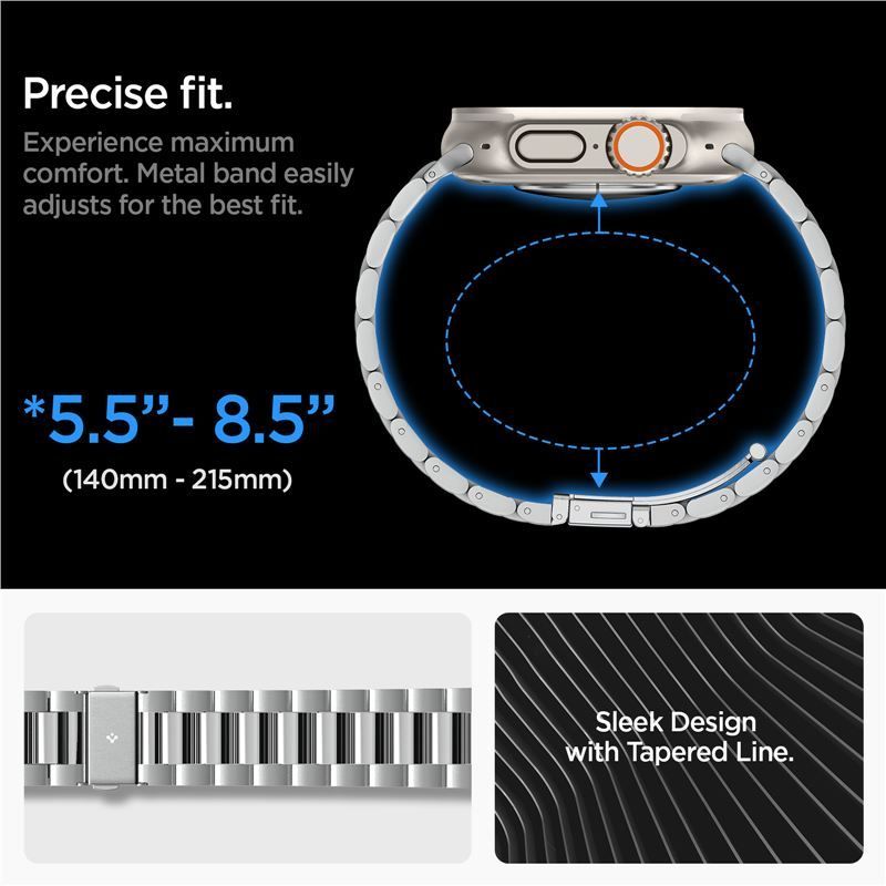 Spigen Modern Fit 316L Band Apple Watch 49mm/45mm/44mm/42mm Silver